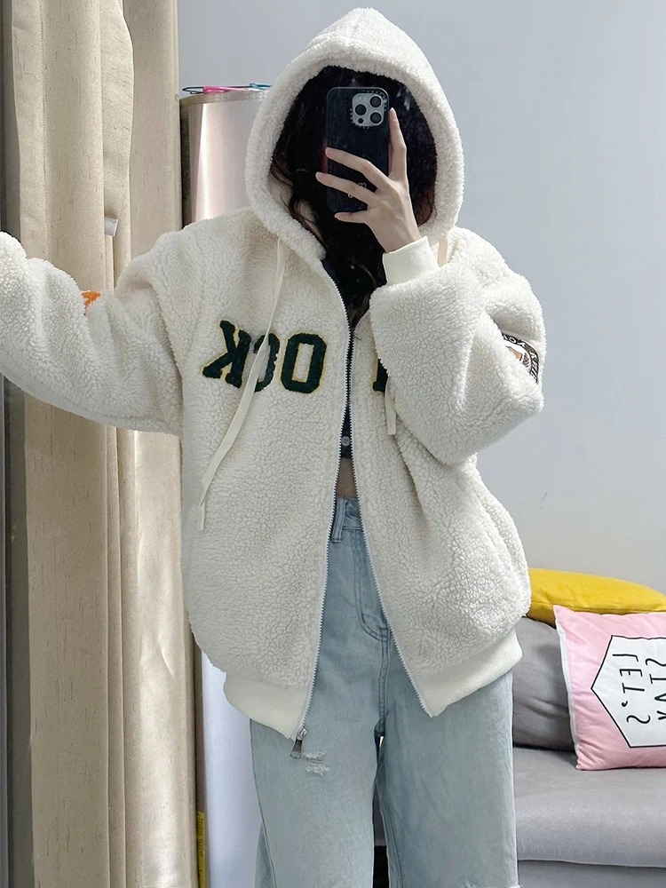KING BRAND Thickened Lamb Velvet Hoodie Cardigan Street Style Loose Fit Couple Trendy Autumn Winter Women's Short Outerwear
KING BRAND Thickened Lamb Velvet Hoodie Cardigan Street Style Loose Fit Couple Trendy Autumn Winter Women's Short Outerwear