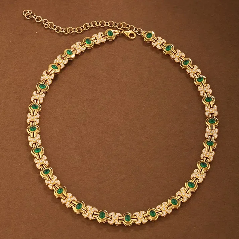 Vintage French Style Simulation Emerald Choker Necklaces Retro Artdeco Design Plated 18K Gold Green Diamond For Women
Vintage French Style Simulation Emerald Choker Necklaces Retro Artdeco Design Plated 18K Gold Green Diamond For Women