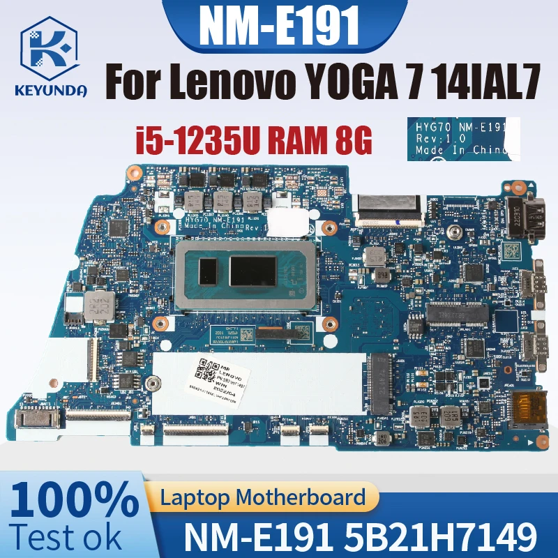 HYG70 NM-E191 для Lenovo YOGA 7 14IAL7, материнская плата для ноутбука NM-E191 5B21H7149 i5-1235U RAM 8G, материнская плата для ноутбука, протестирована
HYG70 NM-E191 для Lenovo YOGA 7 14IAL7, материнская плата для ноутбука NM-E191 5B21H7149 i5-1235U RAM 8G, материнская плата для ноутбука, протестирована