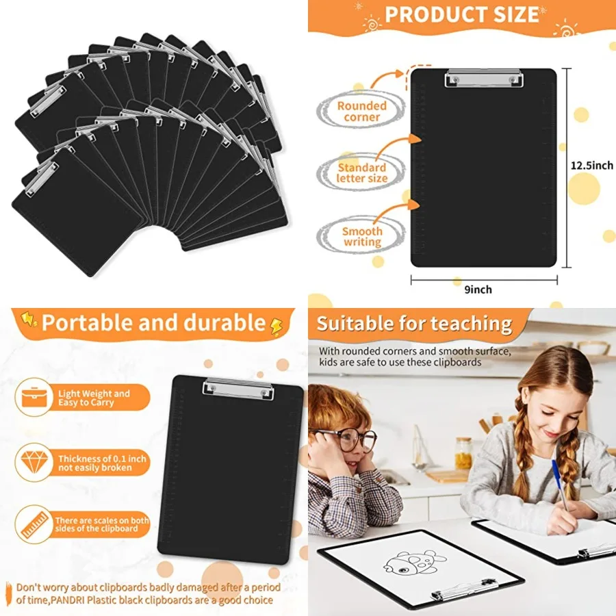Black Clipboards, Plastic Black Clipboards with Low Profile Clip.5 x 9 Standard Letter Size Clipboard for classrooms Office
Black Clipboards, Plastic Black Clipboards with Low Profile Clip.5 x 9 Standard Letter Size Clipboard for classrooms Office