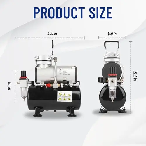 Oil-Free Single-Piston Mini Airbrush Compressor Featuring 3L Tank, Pressure Regulator, And Moisture Trap For Cake Art, Tattoo,
Oil-Free Single-Piston Mini Airbrush Compressor Featuring 3L Tank, Pressure Regulator, And Moisture Trap For Cake Art, Tattoo,