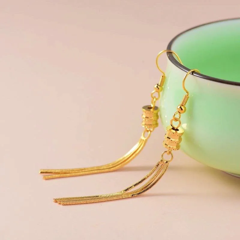 Women's 24K Gold AU999 Slim Waist Tassel Earrings | Ancient-chiseled with silky texture, elegant for traditional settings
Women's 24K Gold AU999 Slim Waist Tassel Earrings | Ancient-chiseled with silky texture, elegant for traditional settings