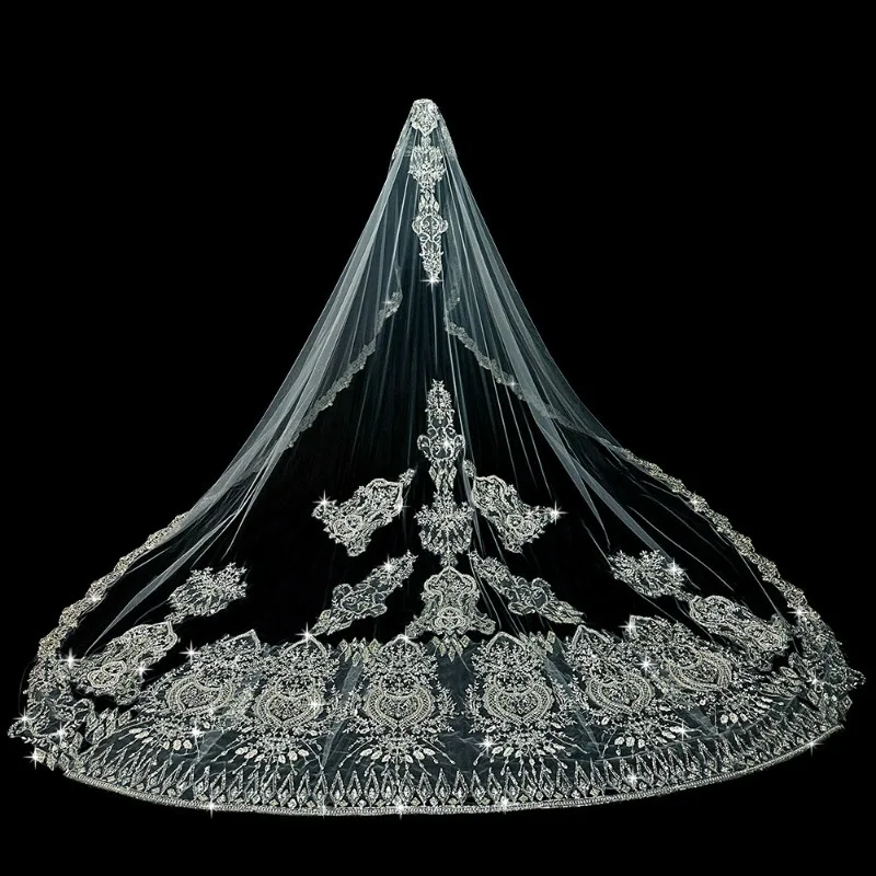 Bride wedding main wedding dress veil light luxury heavy industry bead embroidery long large trailing veil
Bride wedding main wedding dress veil light luxury heavy industry bead embroidery long large trailing veil