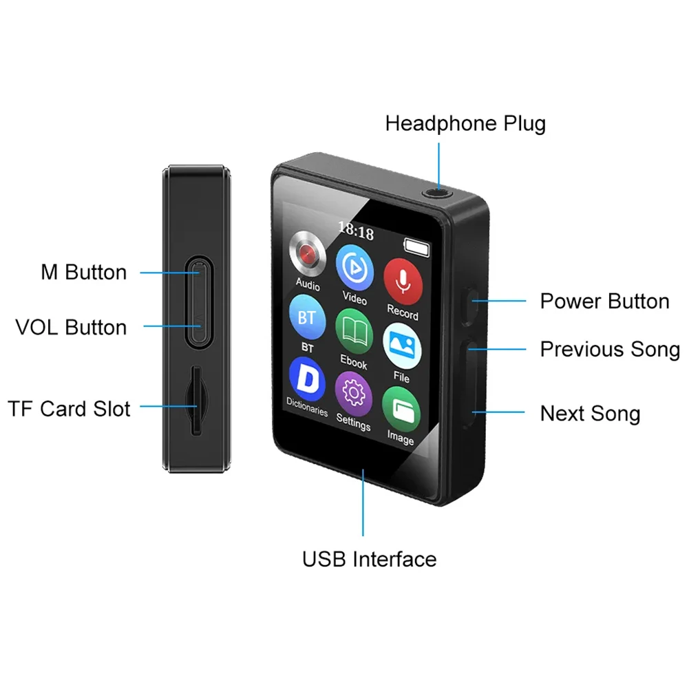 8/16/32/64GB Portable MP3 Player 1.8inch Screen Bluetooth-Compatible 5.0 MP3 Music Player Mini MP4 Video Playback Gift for Kids
8/16/32/64GB Portable MP3 Player 1.8inch Screen Bluetooth-Compatible 5.0 MP3 Music Player Mini MP4 Video Playback Gift for Kids