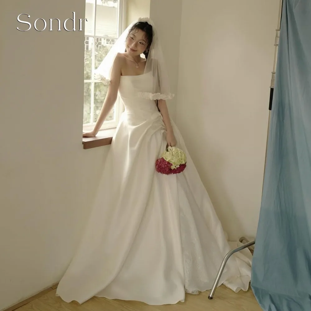 Sondr Customized Simple Satin Korean Wedding Dresses A Line Japanese Wedding Party Dresses for Bride 2026 New
Sondr Customized Simple Satin Korean Wedding Dresses A Line Japanese Wedding Party Dresses for Bride 2026 New