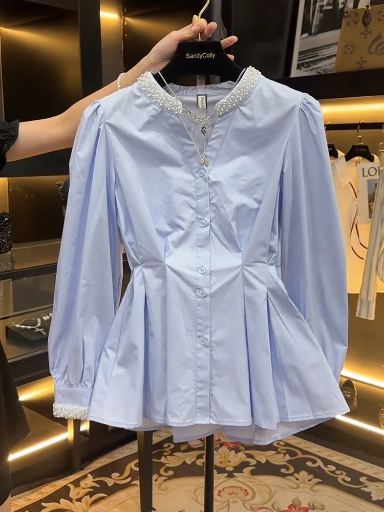 Шикарные блузки с бисером, элегантные рубашки, женские Mujer De Moda, корейские модные блузки, женские плиссированные рубашки, винтажные тонкие топы, женские 2025
Шикарные блузки с бисером, элегантные рубашки, женские Mujer De Moda, корейские модные блузки, женские плиссированные рубашки, винтажные тонкие топы, женские 2025