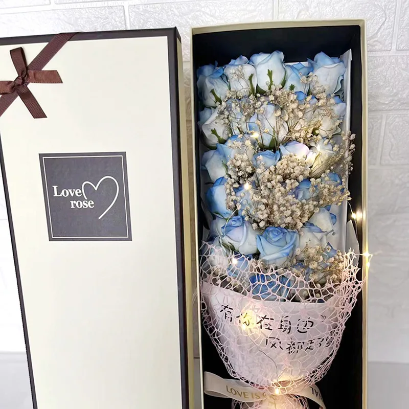 Bouquet gift box eternal flower rose dried flower crushed ice blue gradient rose preserved flower gift box
Bouquet gift box eternal flower rose dried flower crushed ice blue gradient rose preserved flower gift box