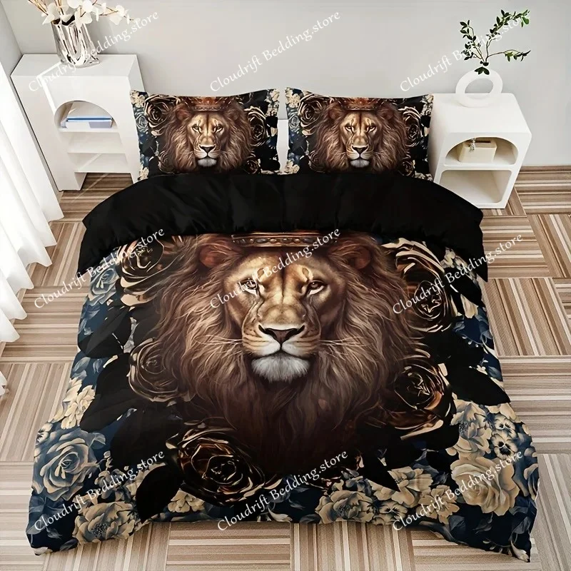 Lion Duvet Cover Set King Size Wild Animal Pattern Bedding Set Decorative Comforter Covers Wildlife Theme Quilt Cover For Teens
Lion Duvet Cover Set King Size Wild Animal Pattern Bedding Set Decorative Comforter Covers Wildlife Theme Quilt Cover For Teens