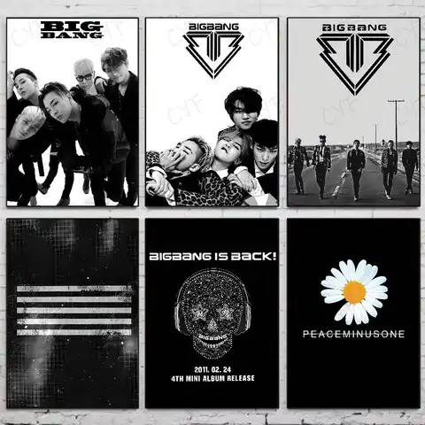 1PC Korean Pop Band B-BIGBANG Poster Waterproof Wall Art Sticker For Bar Living Vintage Room Decor High Quality Print Gift