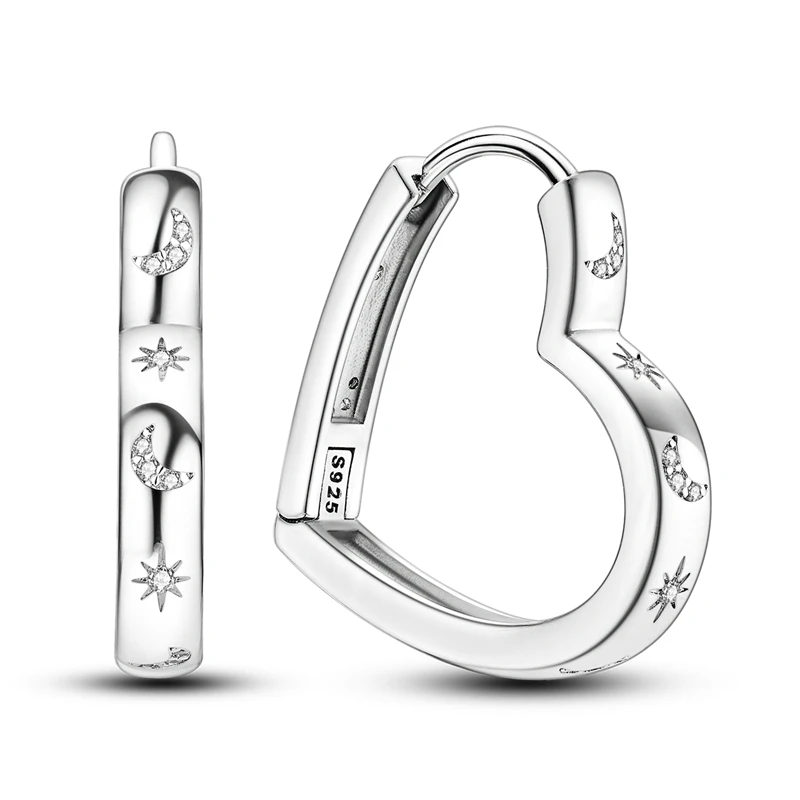 New 925 Sterling Silver Heart Shaped Stars And Moon Women Earrings Brilliant Wedding Engagement Star Earrings Jewelry Gift
New 925 Sterling Silver Heart Shaped Stars And Moon Women Earrings Brilliant Wedding Engagement Star Earrings Jewelry Gift
