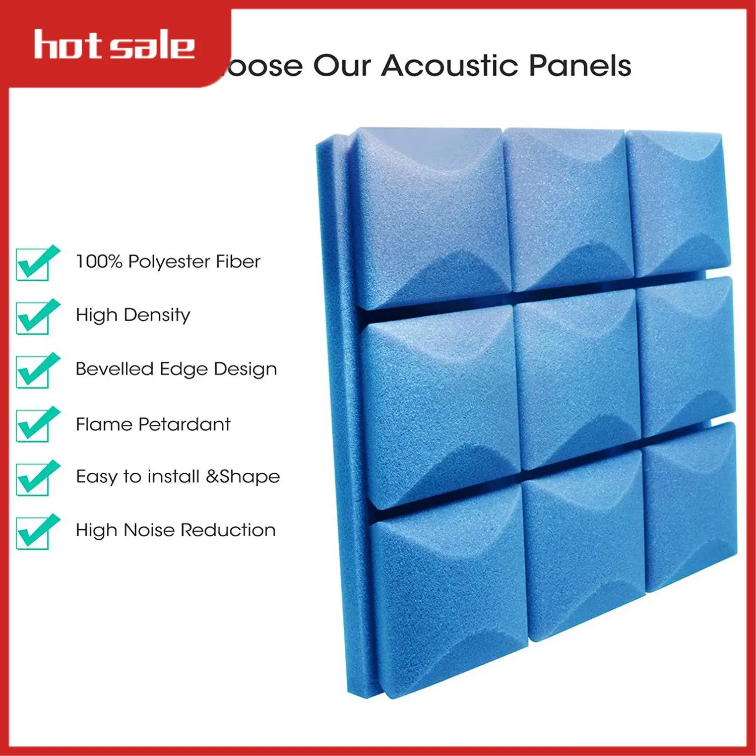 AC22-12Pcs Acoustic Panels Studio Foam Sound Absorbing Panel,12X12X2 Inch Sound Reduction Panels Soundproof Foam Wall Tiles
AC22-12Pcs Acoustic Panels Studio Foam Sound Absorbing Panel,12X12X2 Inch Sound Reduction Panels Soundproof Foam Wall Tiles
