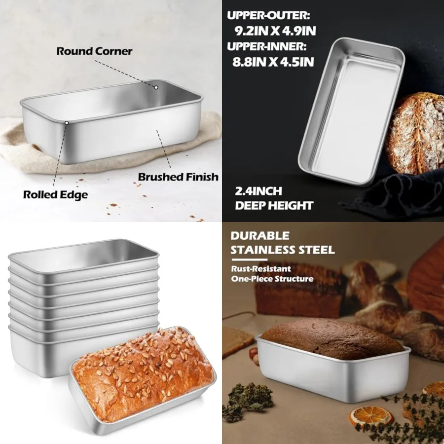 Pack Loaf Pans for Baking Bread, 9x5IN Stainless Steel Loaf Bread Pans Set for Homemade Meatloaf, Bananas, Brownies, Lasagnas,
Pack Loaf Pans for Baking Bread, 9x5IN Stainless Steel Loaf Bread Pans Set for Homemade Meatloaf, Bananas, Brownies, Lasagnas,