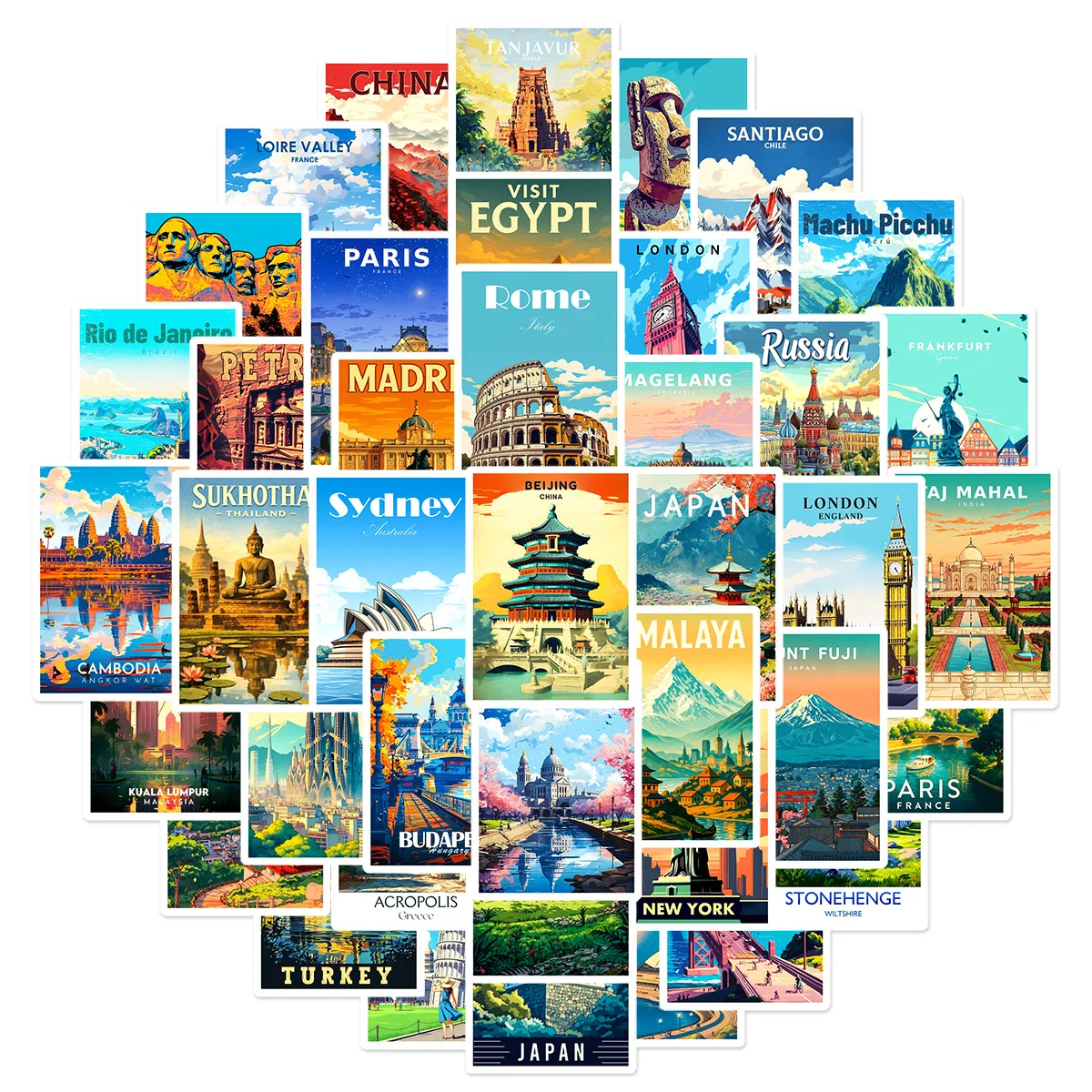 50PCS World Travel Stickers Vintage Landmark Cityscape Cartoon Style Decorable Diary Phone Case Waterproof Stickers Kids Toy
50PCS World Travel Stickers Vintage Landmark Cityscape Cartoon Style Decorable Diary Phone Case Waterproof Stickers Kids Toy