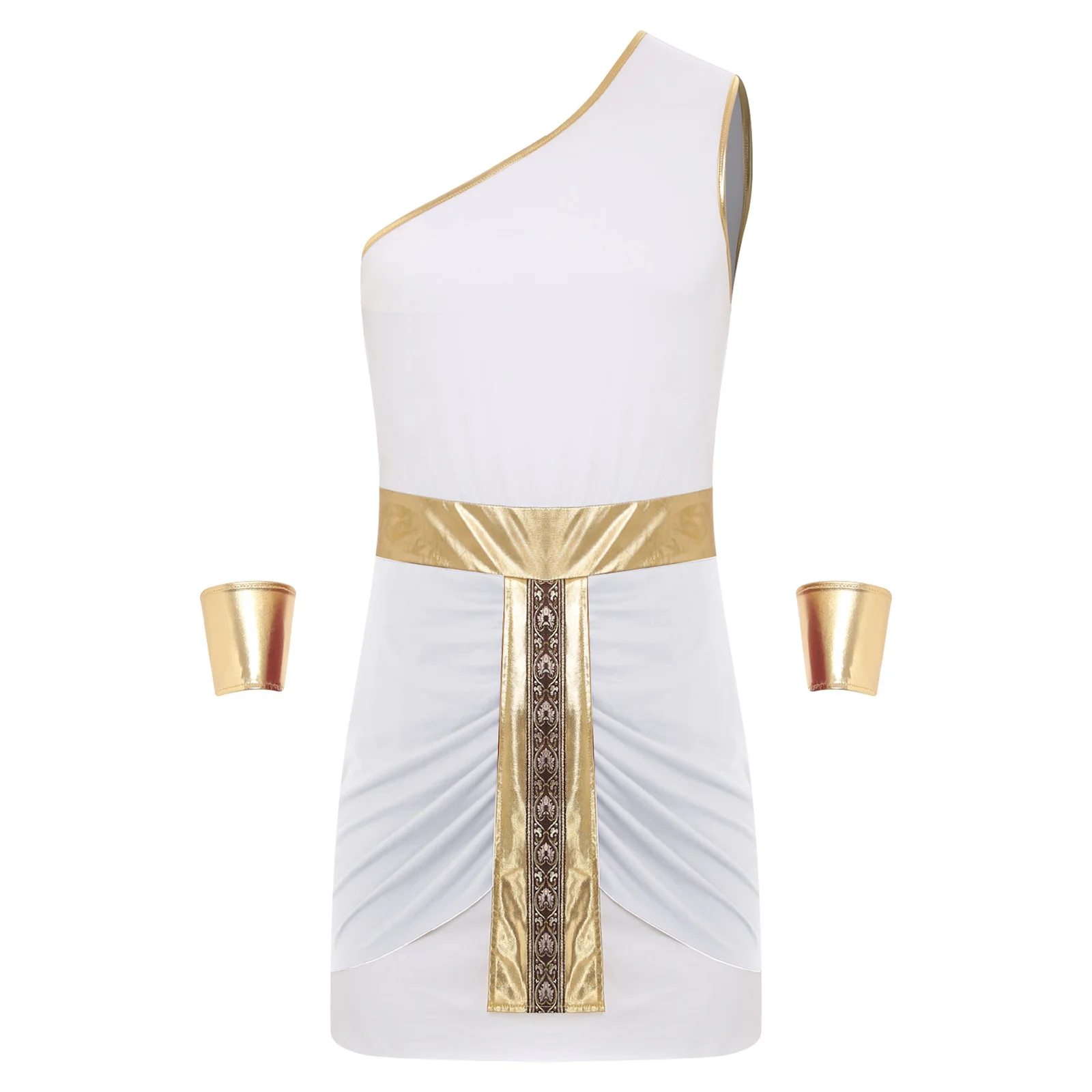 Men Halloween Cosplay Egyptian Pharaoh Toga Costume and Sleeves One Shoulder Metallic Color Block Dress Robe for Themed Party
Men Halloween Cosplay Egyptian Pharaoh Toga Costume and Sleeves One Shoulder Metallic Color Block Dress Robe for Themed Party
