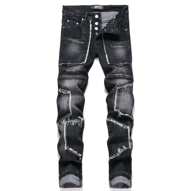 New Fashion Men Black Ripped Patch Denim Jeans High Street Style Denim Pants High Quality Male Slim Fit Denim Trousers Size 38
New Fashion Men Black Ripped Patch Denim Jeans High Street Style Denim Pants High Quality Male Slim Fit Denim Trousers Size 38