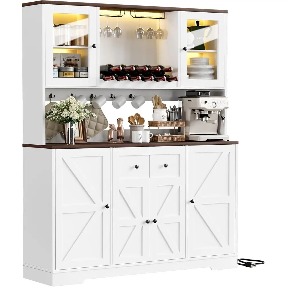 68 Tall Storage Cabinet with Charging, 55 Wide Hutch with Countertop, Dining Room Buffet Cabinet with Wine Storage, White
68 Tall Storage Cabinet with Charging, 55 Wide Hutch with Countertop, Dining Room Buffet Cabinet with Wine Storage, White