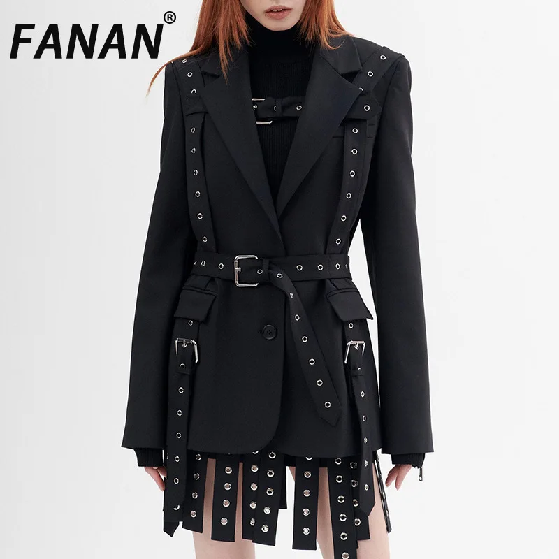 FANAN Split Women's Belt Blazers Notched Long Sleeves Belt Gathered Waist Designer Jackets Streetwear Coats Female Clothes New
FANAN Split Women's Belt Blazers Notched Long Sleeves Belt Gathered Waist Designer Jackets Streetwear Coats Female Clothes New