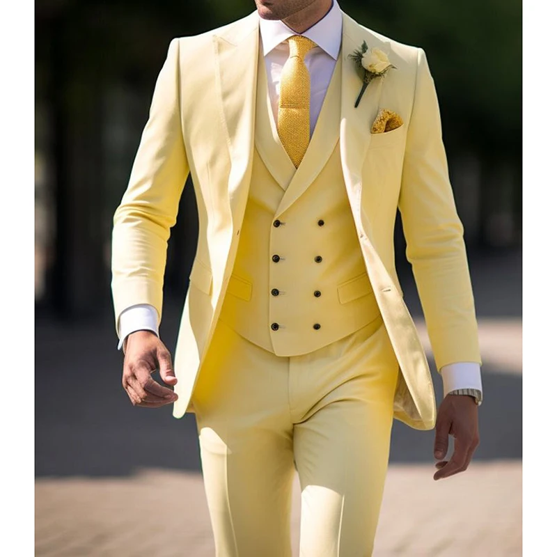 Yellow Costume Homme Luxury Blazer Solid Color Peak Lapel Prom Party Male Clothing Chic Men's Suits 3 Piece Jacket Pants Vest
Yellow Costume Homme Luxury Blazer Solid Color Peak Lapel Prom Party Male Clothing Chic Men's Suits 3 Piece Jacket Pants Vest