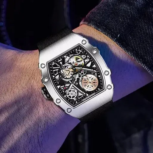 HANBORO Men Automatic Watch 49mm Tonneau Mechanical Wristwatch Luminous Waterproof Skeleton Dial Small Second Dial
HANBORO Men Automatic Watch 49mm Tonneau Mechanical Wristwatch Luminous Waterproof Skeleton Dial Small Second Dial