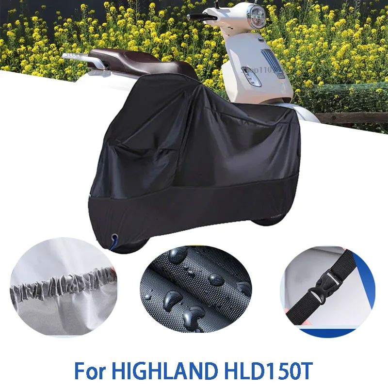 Полный чехол для мотоцикла HIGHLAND HLD150T, автомобильный уличный солнцезащитный чехол от пыли и ушей, утолщенный оксфордский чехол, аксессуары 
Полный чехол для мотоцикла HIGHLAND HLD150T, автомобильный уличный солнцезащитный чехол от пыли и ушей, утолщенный оксфордский чехол, аксессуары