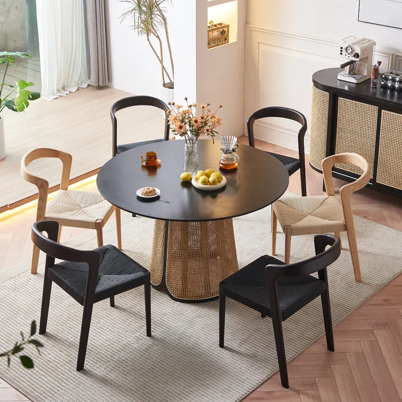 Customizable Nordic solid wood dining table household small rattan round table modern simple restaurant hotel dining table rope
Customizable Nordic solid wood dining table household small rattan round table modern simple restaurant hotel dining table rope