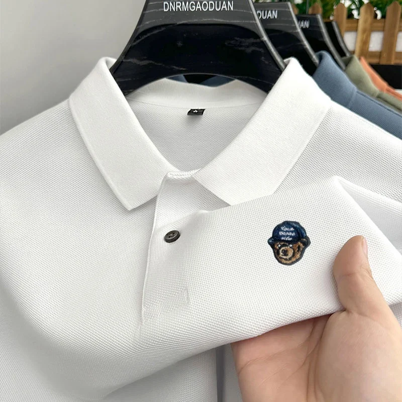 Дизайнерская брендовая мужская рубашка поло из 100 хлопка с лацканами и коротким рукавом, летнее новое поступление, универсальная деловая мужская одежда с принтом медведя
Дизайнерская брендовая мужская рубашка поло из 100 хлопка с лацканами и коротким рукавом, летнее новое поступление, универсальная деловая мужская одежда с принтом медведя
