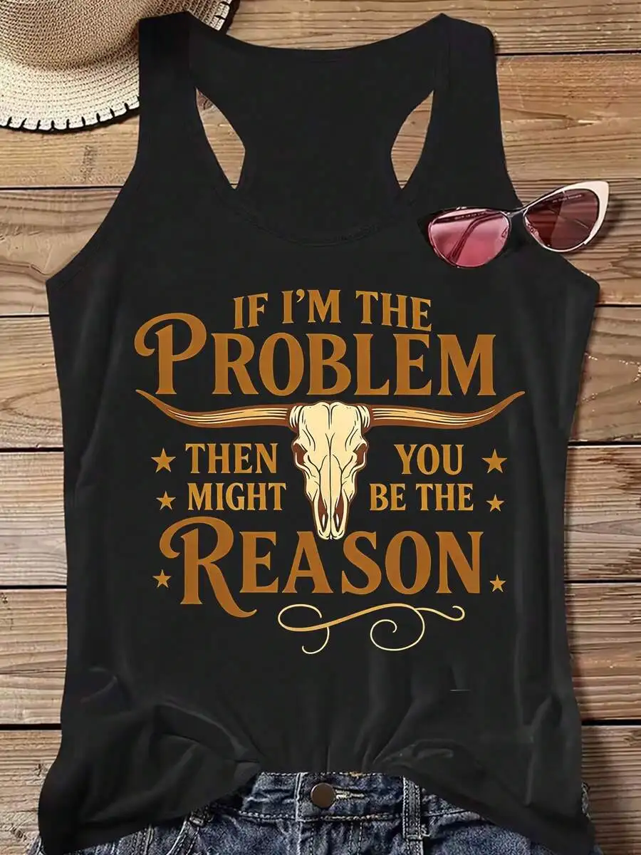 Womens Sleeveless Round Neck Cotton Blend Tank Top With Funny Graphic Print
Womens Sleeveless Round Neck Cotton Blend Tank Top With Funny Graphic Print