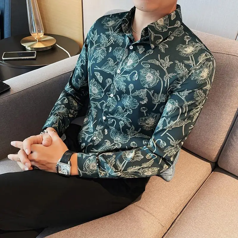 2023 Autumn Trendy Slim Fit Stylish Mens Clothing Green Shirts With Print Business Social Blouse Wedding Party Office Work Wear
2023 Autumn Trendy Slim Fit Stylish Mens Clothing Green Shirts With Print Business Social Blouse Wedding Party Office Work Wear