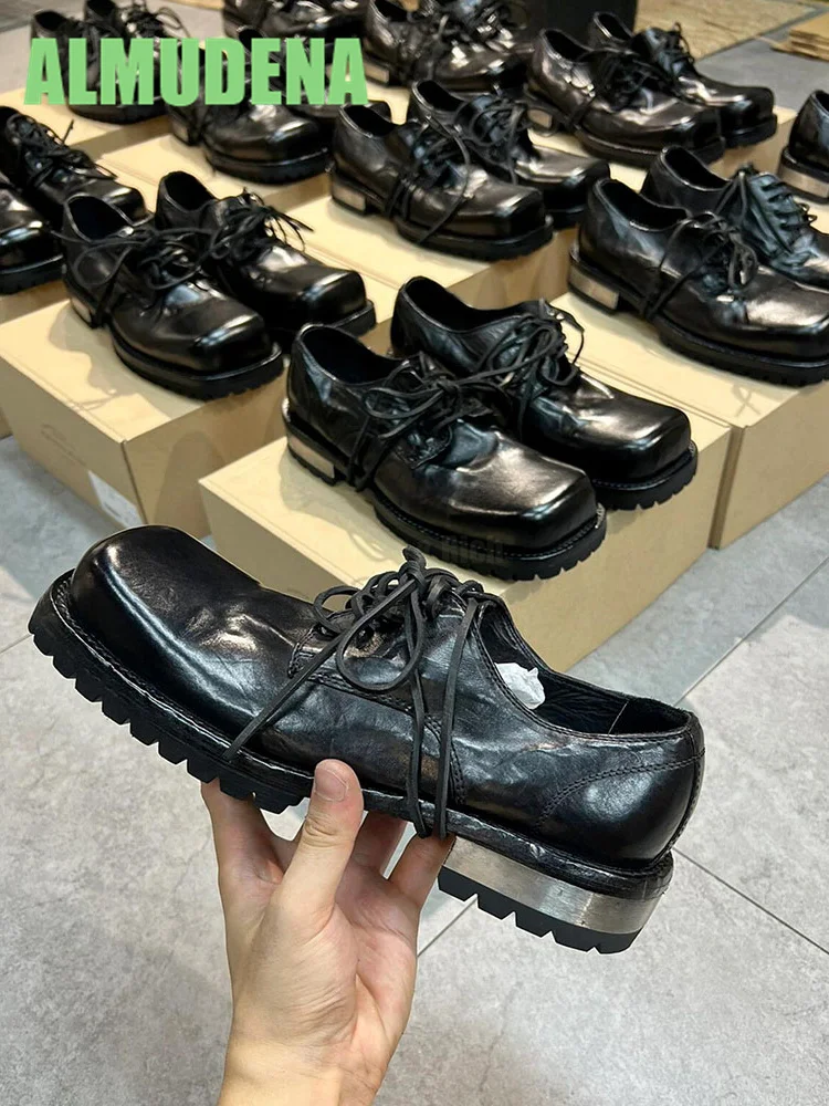 Lace Up Big Toe Derby Shoes Unisex Retro Dark Thick Soled Metal Square Toe Single Shoes Thick Heel Upturned Toe Loafers
Lace Up Big Toe Derby Shoes Unisex Retro Dark Thick Soled Metal Square Toe Single Shoes Thick Heel Upturned Toe Loafers
