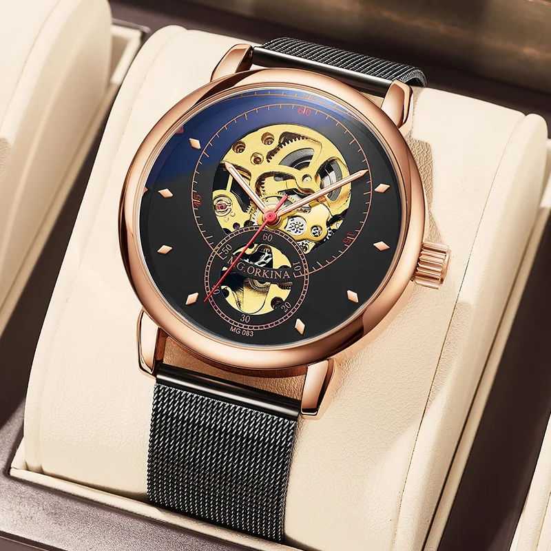 Fashion Hollow Men's Mechanical Watch Stainless Steel Mesh Strap Waterproof Business Male Automatic Skeleton Wristwatches Men
Fashion Hollow Men's Mechanical Watch Stainless Steel Mesh Strap Waterproof Business Male Automatic Skeleton Wristwatches Men