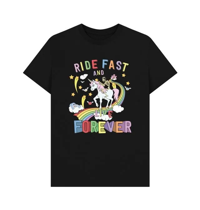 Black Skeleton Riding Unicorn Graphic Tee
Black Skeleton Riding Unicorn Graphic Tee