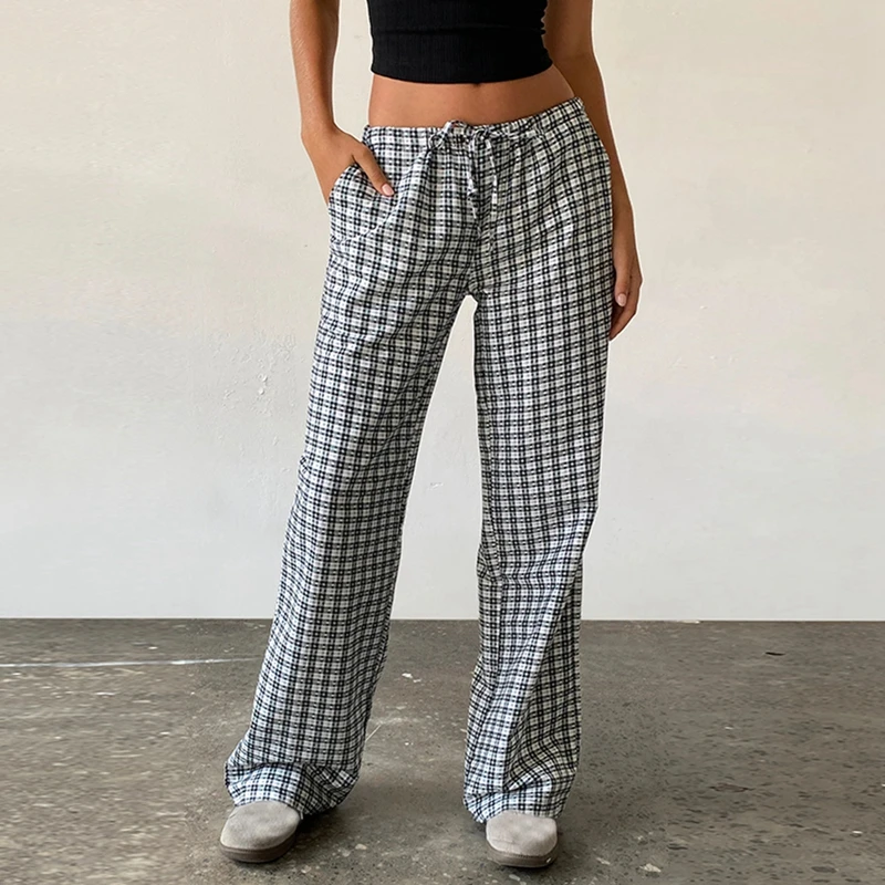 Women Casual Lounge Pajamas Vintage Pant Spring Fall Wide Leg Pants Striped Plaid Drawstring Elastic Waist Trousers with Pockets
Women Casual Lounge Pajamas Vintage Pant Spring Fall Wide Leg Pants Striped Plaid Drawstring Elastic Waist Trousers with Pockets