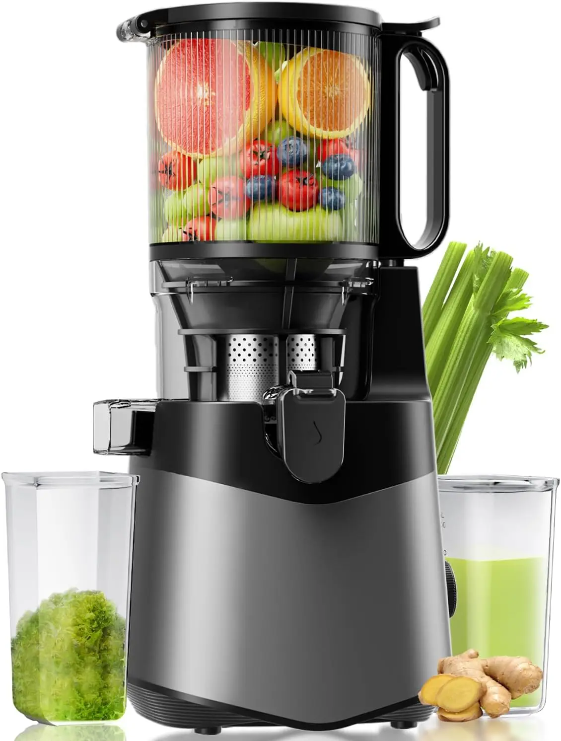 5.8" Wide Feed Cold Press Juicer, 400W Slow Masticating Machine for Whole Fruits & Vegetables, High Yield, Dark Grey
5.8" Wide Feed Cold Press Juicer, 400W Slow Masticating Machine for Whole Fruits & Vegetables, High Yield, Dark Grey