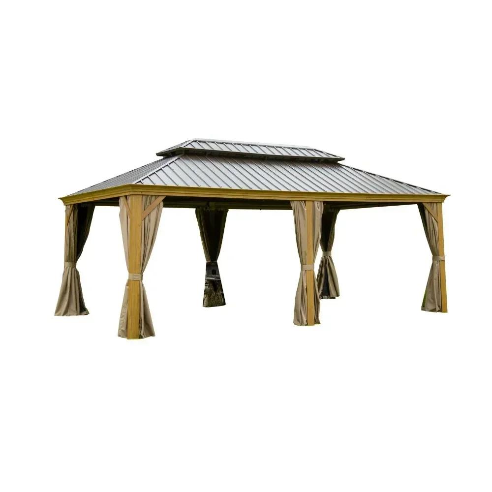 12'x20' Hardtop Gazebo Outdoor Aluminum Wood Grain Gazebos with Galvanized Steel Double Canopy for Patios Deck Backyard
12'x20' Hardtop Gazebo Outdoor Aluminum Wood Grain Gazebos with Galvanized Steel Double Canopy for Patios Deck Backyard