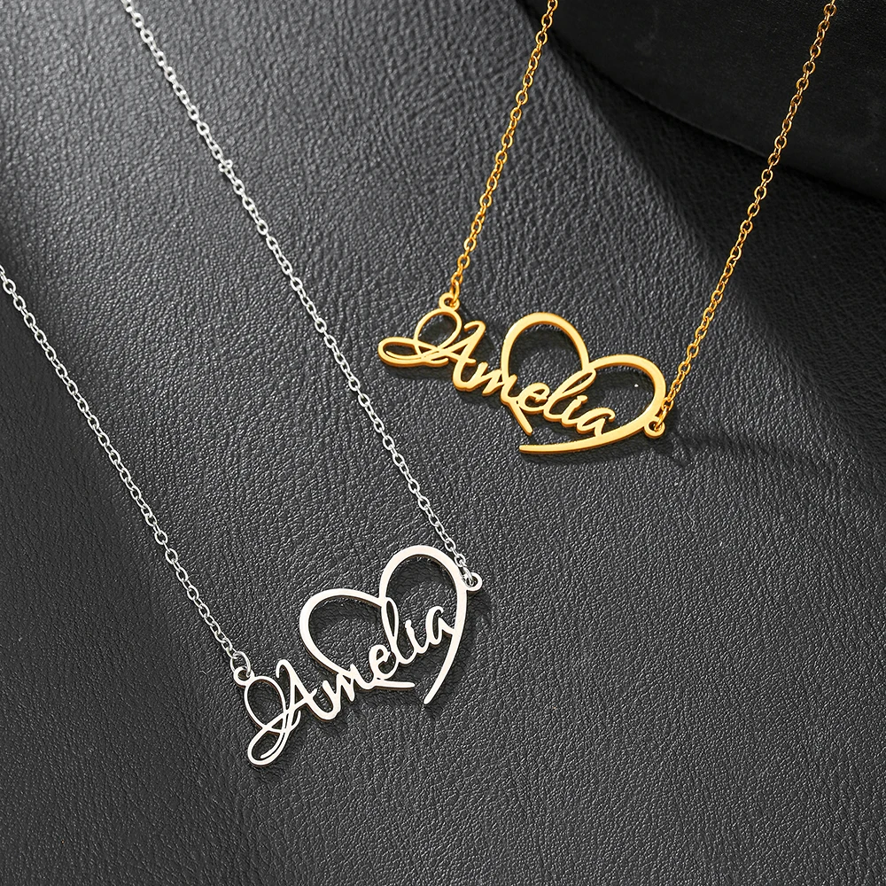 Personalized Heart Name Necklace Stainless Steel Custom Amelia Pendant Gold Silver Jewelry Gift for Women and Men
Personalized Heart Name Necklace Stainless Steel Custom Amelia Pendant Gold Silver Jewelry Gift for Women and Men