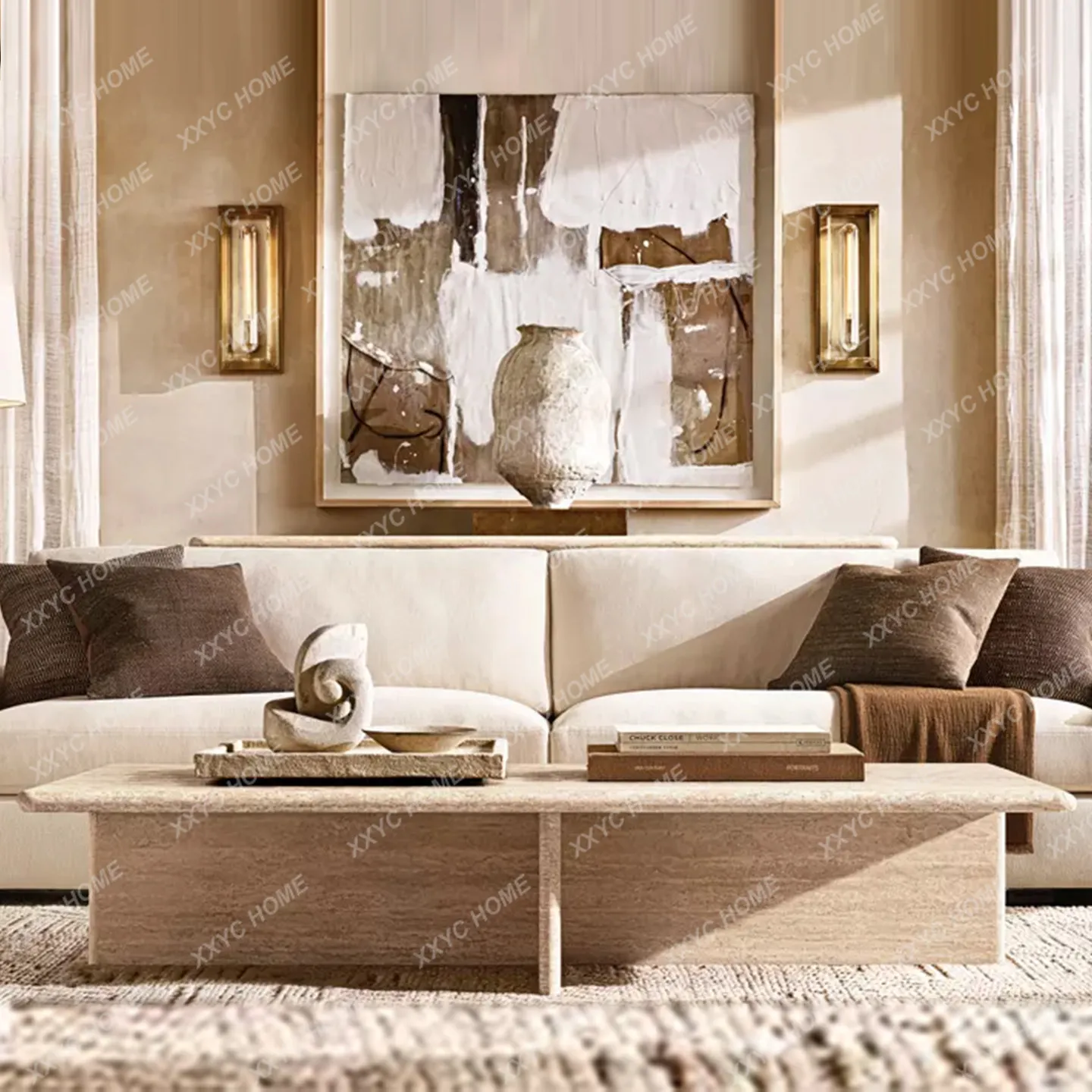 Natural marble coffee table rectangular light luxury small apartment living room household travertine coffee table
Natural marble coffee table rectangular light luxury small apartment living room household travertine coffee table