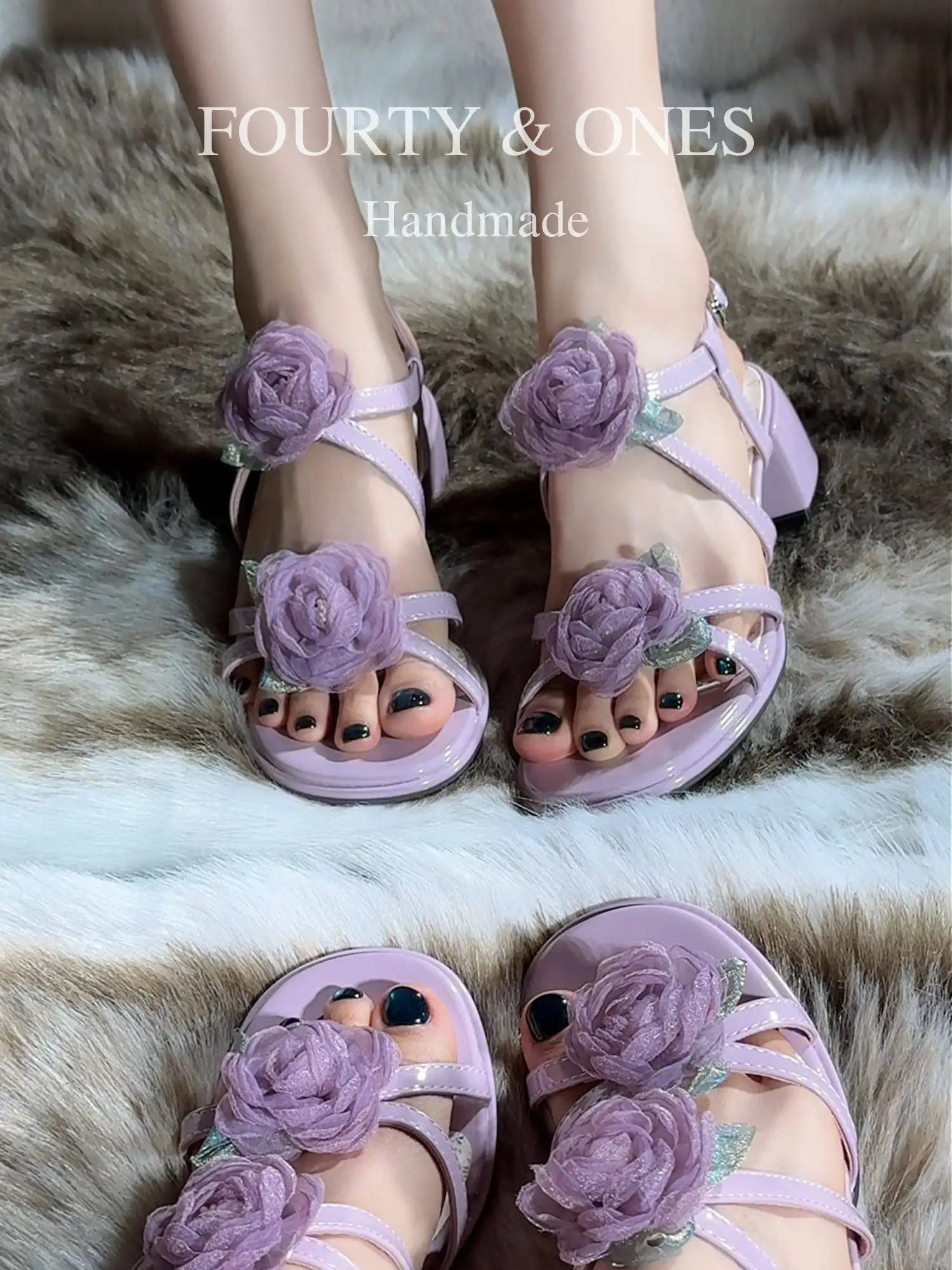 Sheepskin Romantic Style Purple Lolita Flower Open-toed Sandals Women's 2026 Spring New with Skirt Thick Heel High Heels Female
Sheepskin Romantic Style Purple Lolita Flower Open-toed Sandals Women's 2026 Spring New with Skirt Thick Heel High Heels Female