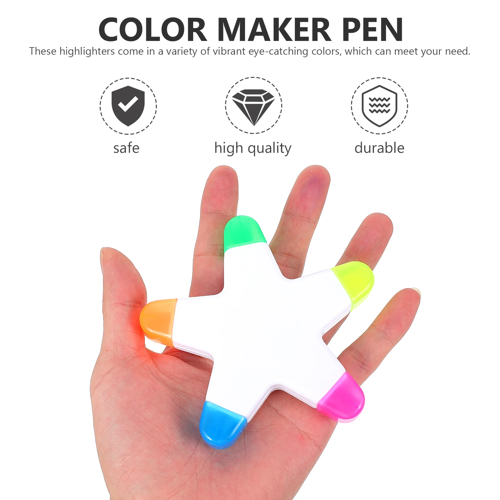 5pcs Five Color Highlighters Star Shape Markers Fluorescent Pens for Students Smooth Writing No Ink Ideal Watercolor Painting
5pcs Five Color Highlighters Star Shape Markers Fluorescent Pens for Students Smooth Writing No Ink Ideal Watercolor Painting