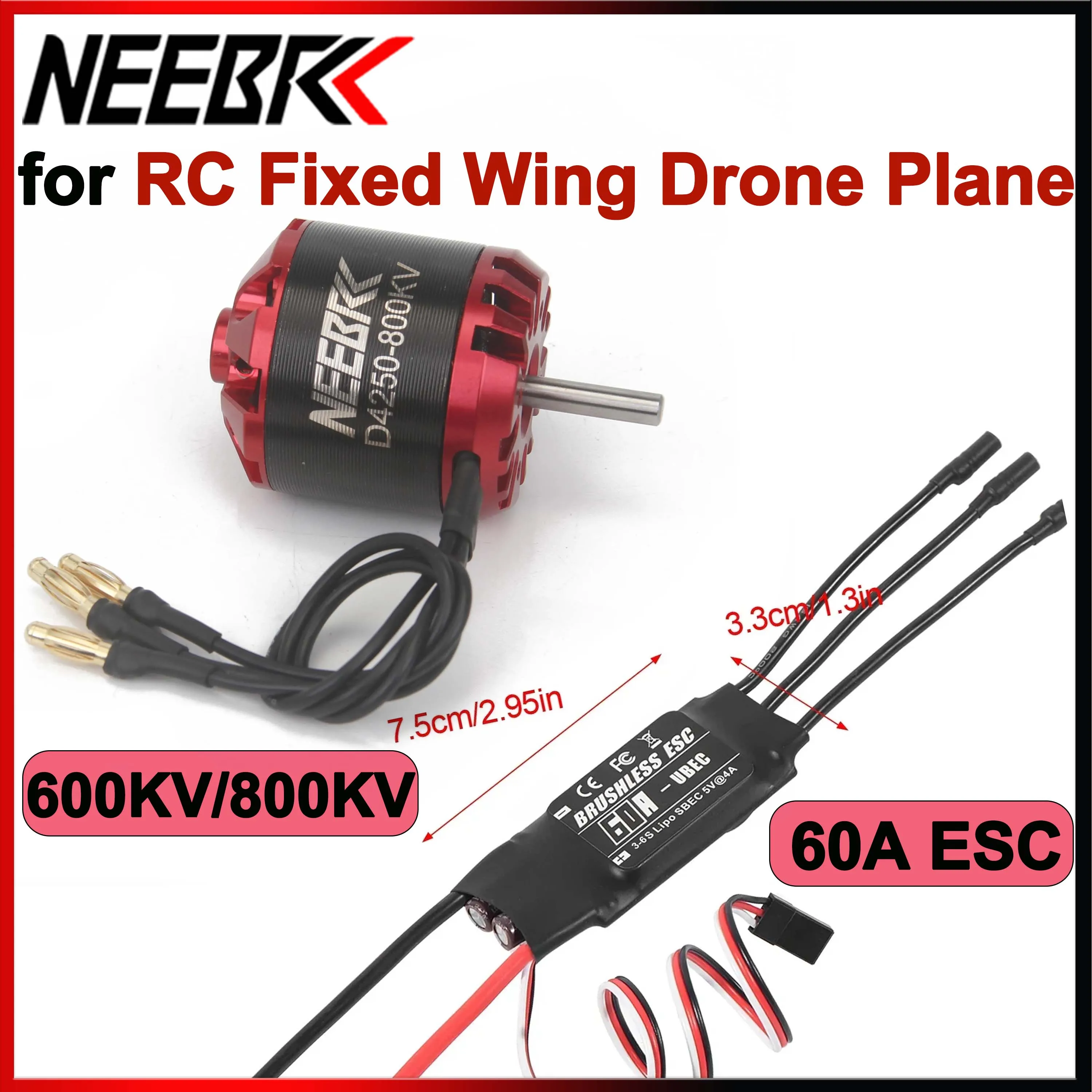 NEEBRC 4250 Outrunner Brushless Motor 600KV 800KV 3-6S 60A ESC for RC Multicopter Quadcopter Fixed Wing FPV Drone Aircraft Parts
NEEBRC 4250 Outrunner Brushless Motor 600KV 800KV 3-6S 60A ESC for RC Multicopter Quadcopter Fixed Wing FPV Drone Aircraft Parts