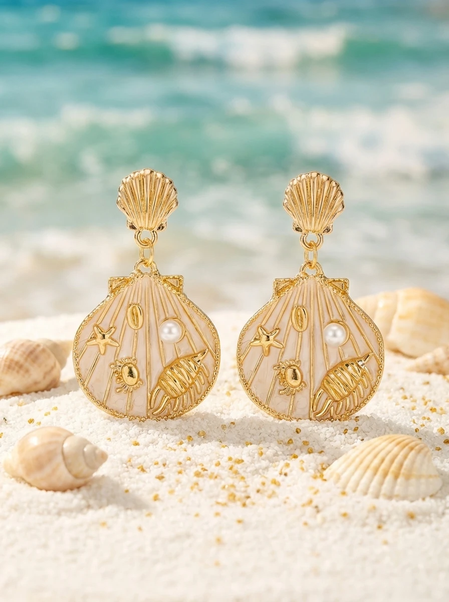 Enamel Shell Starfish Faux Pearl Drop Earrings Ocean Theme Beach Vacation Dangle Earrings Jewelry
Enamel Shell Starfish Faux Pearl Drop Earrings Ocean Theme Beach Vacation Dangle Earrings Jewelry