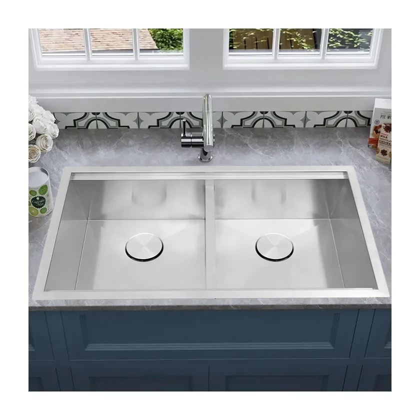 33x19 Inch 50/50 Split Handmade Stainless Steel Farmhouse Double Bowl Sink with Storage
33x19 Inch 50/50 Split Handmade Stainless Steel Farmhouse Double Bowl Sink with Storage