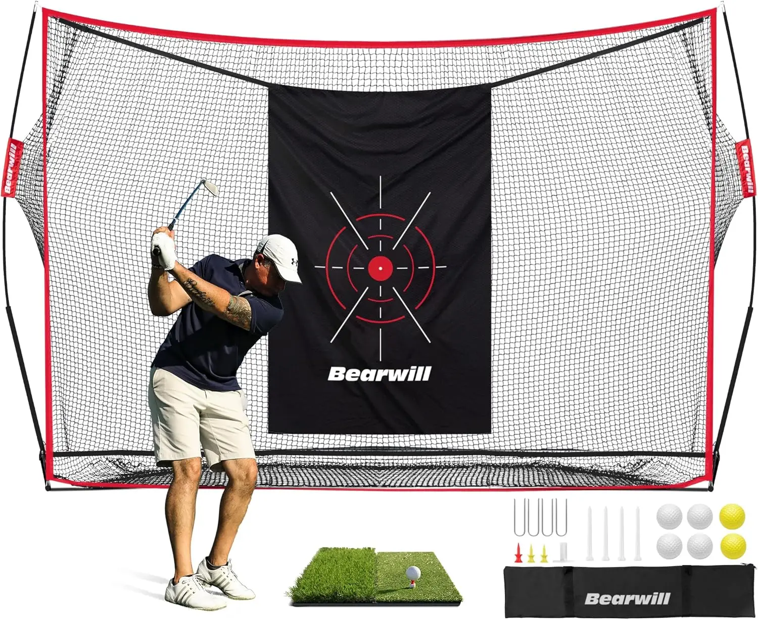 10x7ft Heavy Duty Golf Practice Net with Mat, Target Cloth, 8 Tees, 6 Golf Balls, Carry Bag, Training N
10x7ft Heavy Duty Golf Practice Net with Mat, Target Cloth, 8 Tees, 6 Golf Balls, Carry Bag, Training N