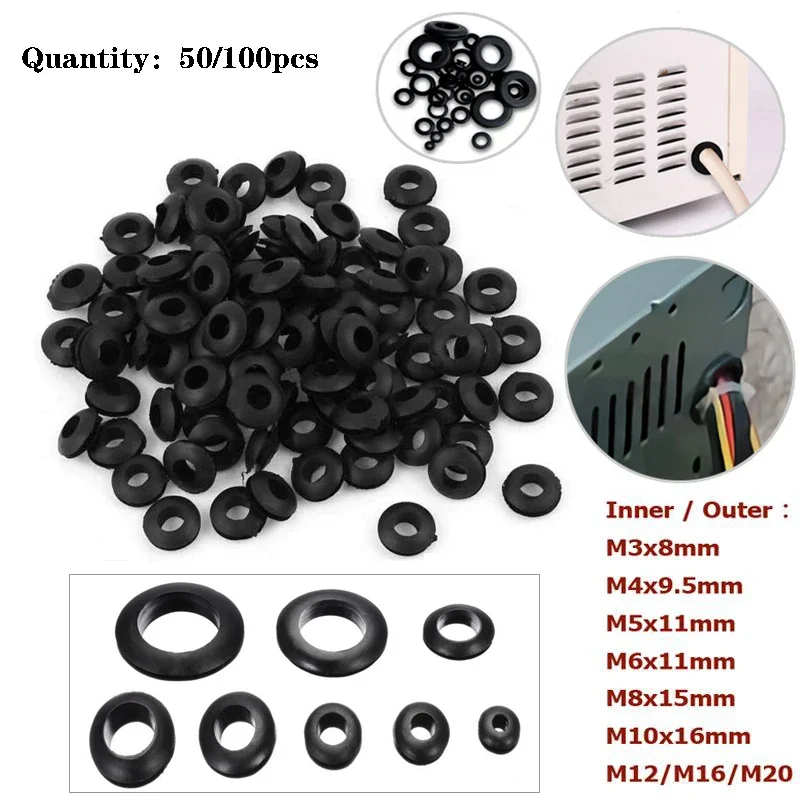 50pcs/100pcs Double Sided Rubber Seal Oil Grommet Gaskets For Protects Wire Cable Hole Protection Shim Washer Hardware
50pcs/100pcs Double Sided Rubber Seal Oil Grommet Gaskets For Protects Wire Cable Hole Protection Shim Washer Hardware
