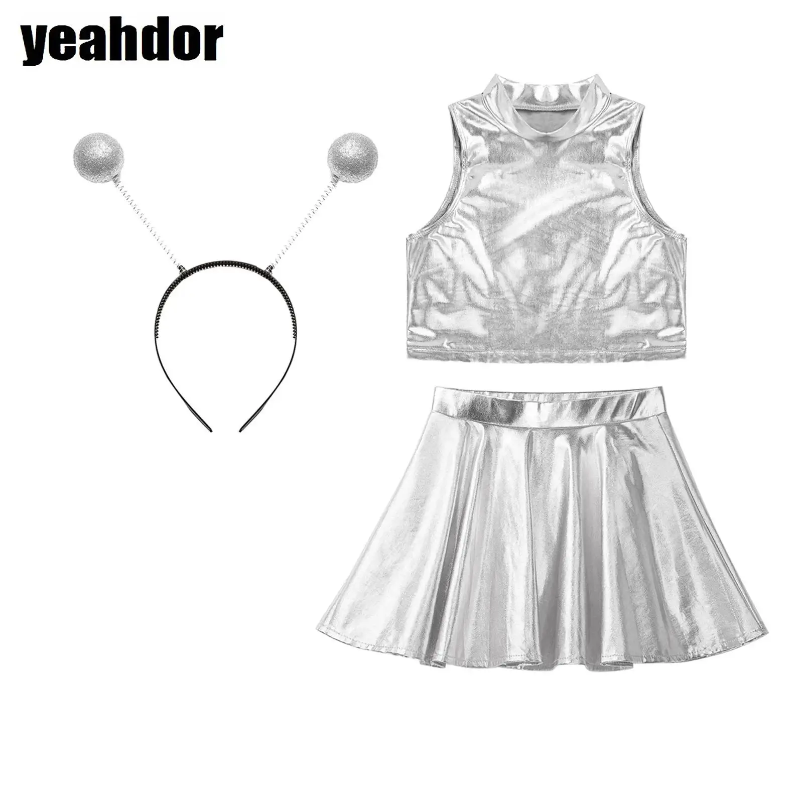 Girls Alien Cosplay Costume Tank Tops with Flared Pleated A-Line Mini Skirt And Hair Hoop for Halloween Outer Space Man Outfitss
Girls Alien Cosplay Costume Tank Tops with Flared Pleated A-Line Mini Skirt And Hair Hoop for Halloween Outer Space Man Outfitss