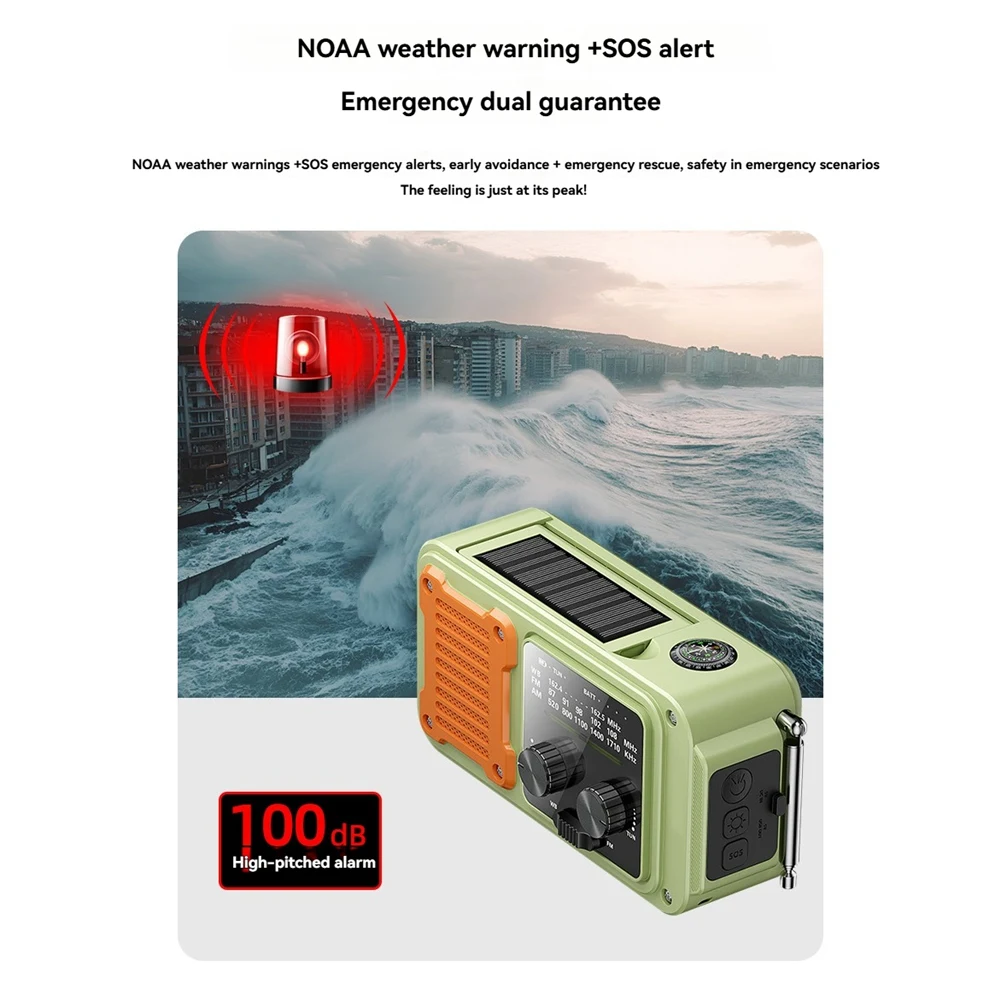 B49C SOS LED Flashlight Emergency Hand Crank Radio Full-Band AM FM NOAA Weather Radio Power Bank Solar Radio
B49C SOS LED Flashlight Emergency Hand Crank Radio Full-Band AM FM NOAA Weather Radio Power Bank Solar Radio