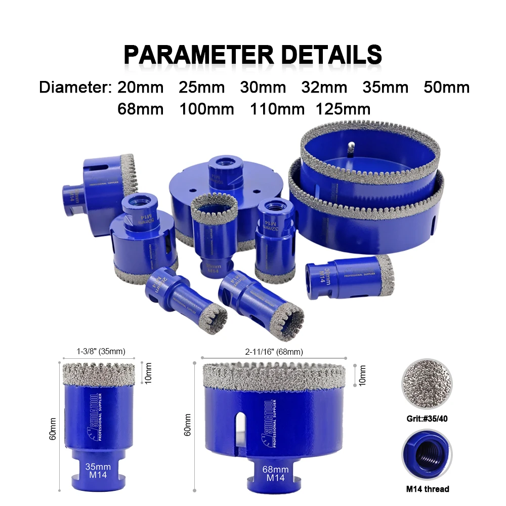 SHDIATOOL Diamond Drill Core Bit 1Pc Dia20-125mm M14 Thread Hole Saw Opener For Marble Ceramic Tile Granite Drilling Crown Bits
SHDIATOOL Diamond Drill Core Bit 1Pc Dia20-125mm M14 Thread Hole Saw Opener For Marble Ceramic Tile Granite Drilling Crown Bits