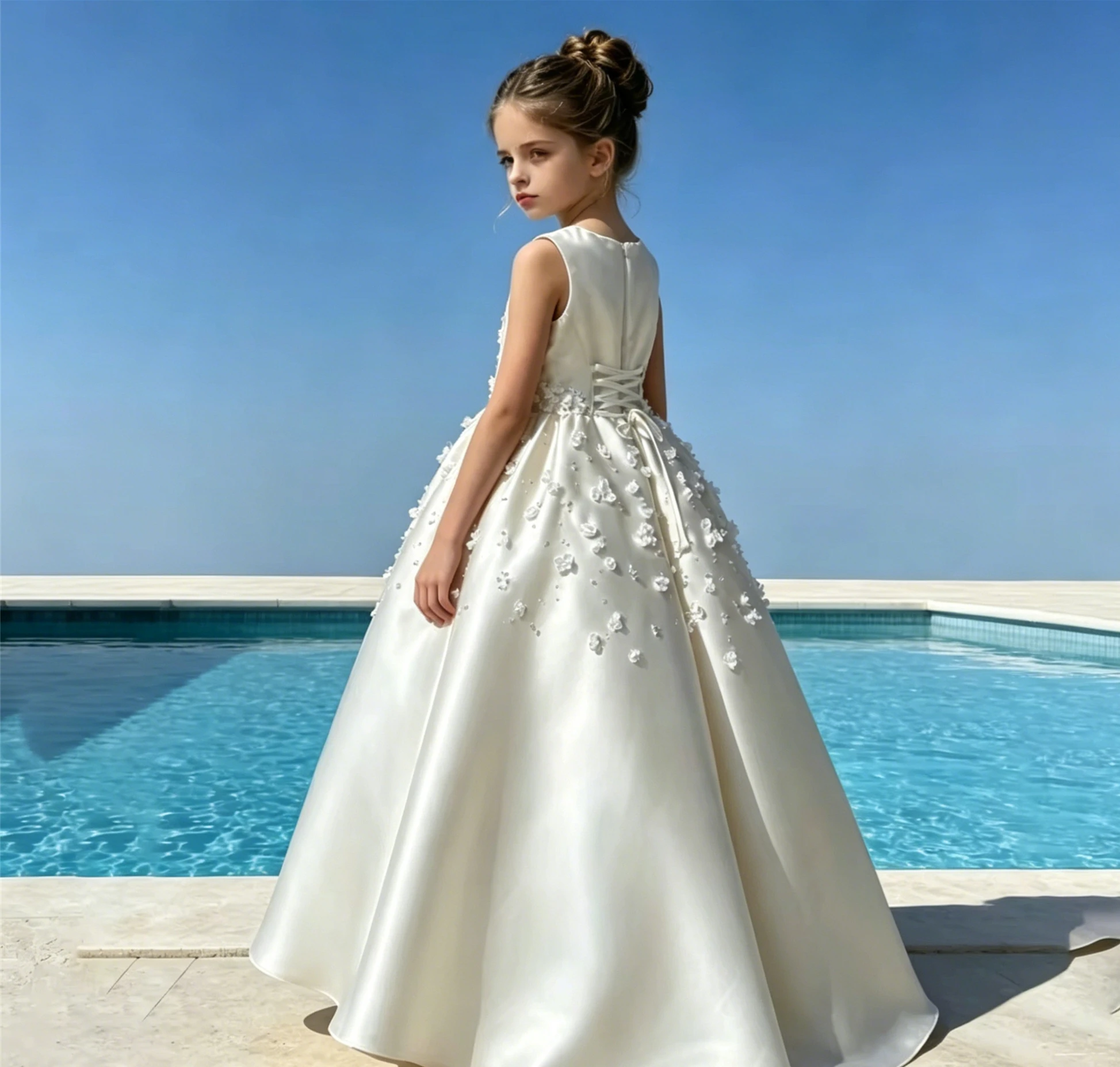 Customized Flower Girl Dress For Wedding Appliques High Waist Floor Length Elegant Kids Birthday Party First Communion Gown
Customized Flower Girl Dress For Wedding Appliques High Waist Floor Length Elegant Kids Birthday Party First Communion Gown