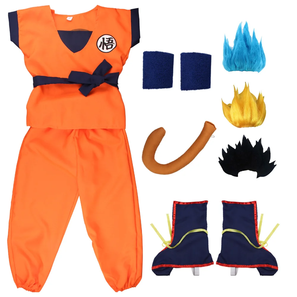 Adult Children's Anime Holiday set Son Goku Carnival Halloween Party anime Cosplay costume Top/pants/belt/tail/wrist/wig costume
Adult Children's Anime Holiday set Son Goku Carnival Halloween Party anime Cosplay costume Top/pants/belt/tail/wrist/wig costume