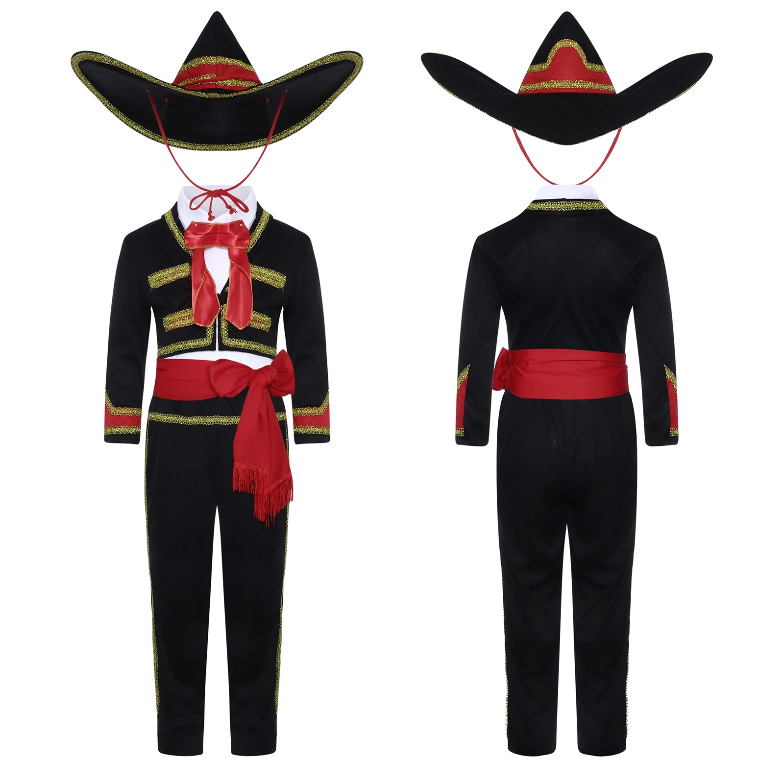 Vibrant Mexican National Outfit Boys Embroidered Gold Trim Jacket Pants Wide Brim Hat Detachable Bowtie Collar Theme Party
Vibrant Mexican National Outfit Boys Embroidered Gold Trim Jacket Pants Wide Brim Hat Detachable Bowtie Collar Theme Party