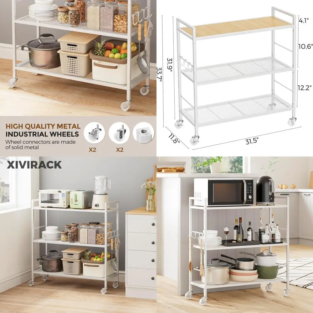 Industrial 3-Tier Mesh Storage Rack with Wheels, Wooden Top, Adjustable Shelves, 31.5 Wide for Kitchen, Laundry, Pantry, Plant S
Industrial 3-Tier Mesh Storage Rack with Wheels, Wooden Top, Adjustable Shelves, 31.5 Wide for Kitchen, Laundry, Pantry, Plant S